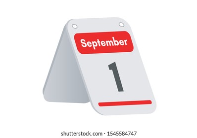 September 1st calendar icon. Day 1 of month. Vector illustration.