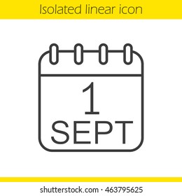 September 1st calendar linear icon. Thin line illustration. Contour symbol. Knowledge Day. Vector isolated outline drawing