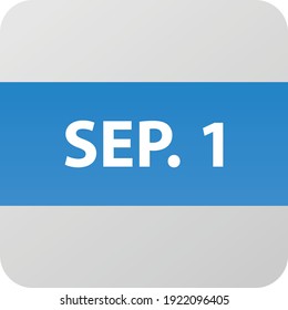 September 1st date icon, single day vector illustration modern flat style. Calendar element for web design, schedule, planner, organizer. 
