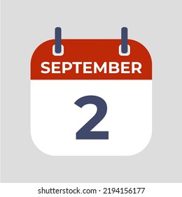 September 2.The best of Flat icon calendar isolated on gray background. illustration symbol template in trendy style. Can be used for many purposes.