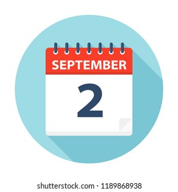 September 2 - Calendar Icon - Vector Illustration