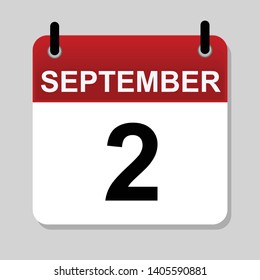 September 2 , calendar icon vector illustration 