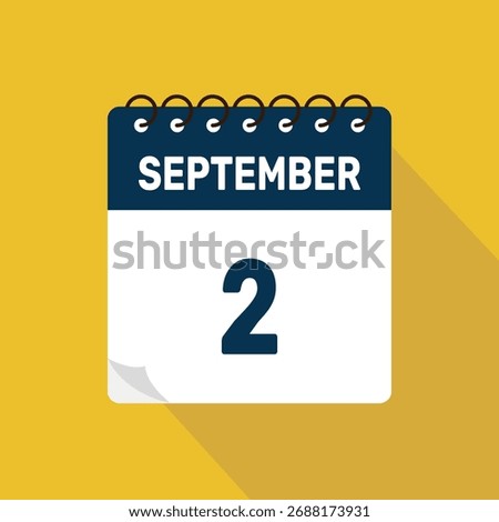september 2 calendar icon vector illustration with design