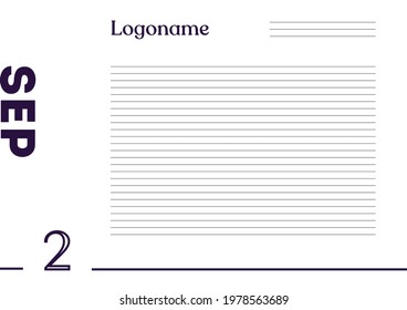 September 2 Calendar on notebook paper background with your logo