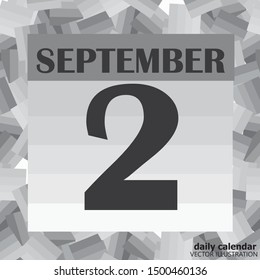 September 2 icon. For planning important day. Banner for holidays and special days. Vector illustration in black and white colors.