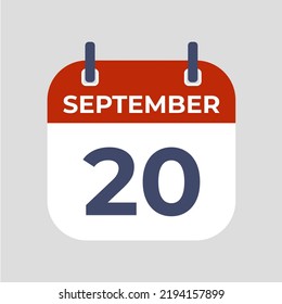 September 20.The best of Flat icon calendar isolated on gray background. illustration symbol template in trendy style. Can be used for many purposes.