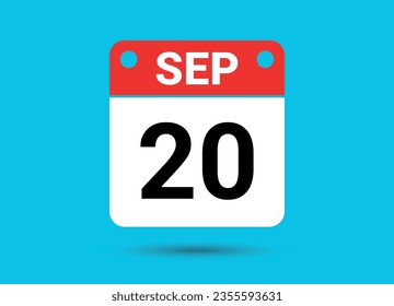 20. September 20 Kalenderdatum flaches Symbol Tag 20 Vektorgrafik