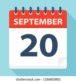 September 20 - Calendar Icon - Vector Illustration