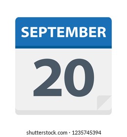 September 20 - Calendar Icon - Vector Illustration