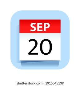 20 de septiembre. Icono de calendario. Ilustración vectorial.
