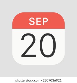 September 20 icon isolated on background. Calendar symbol modern, simple, vector, icon for website design, mobile app, ui. Vector Illustration