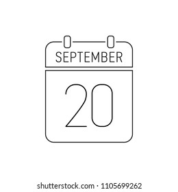 September 20. Special date of the calendar. Thin line icon. Deadline. Holiday. School time. Autumn
