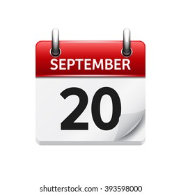 September  20. Vector flat daily calendar icon. Date and time, day, month. Holiday.