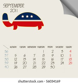 september 2011 animals calendar, abstract vector art illustration