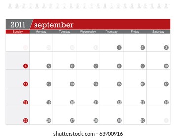 September 2011 Calendar