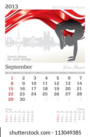 September 2013 A3 calendar - vector illustration