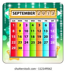September 2013 calendar. 12 months. Happy new year. Vector illustration.