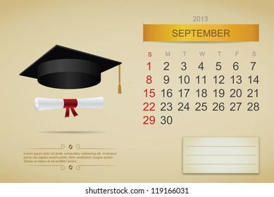 September 2013 calendar. Vector illustration