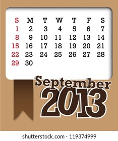 September 2013 retro vector calendar template design