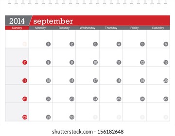 september 2014 planning calendar