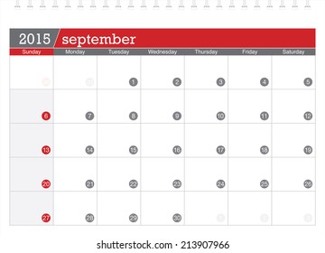 September 2015 planning calendar