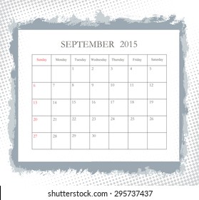 September 2015.Planning calendar for september 2015.Vector template.