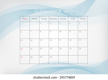 September 2015.Planning calendar for september 2015.Vector template.