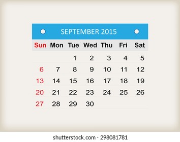 September 2015.Planning calendar for september 2015.Vector template.