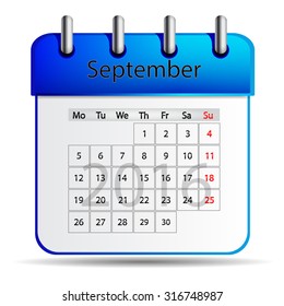 September 2016 calendar. 