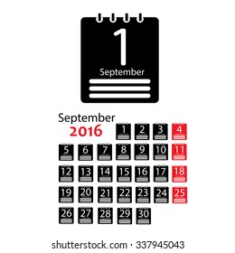 September 2016 Calendar