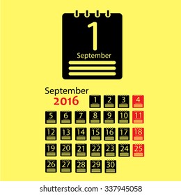 September 2016 Calendar