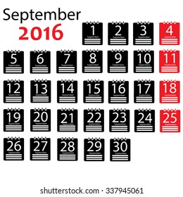 September 2016 Calendar