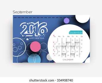 September 2016 calendar design.