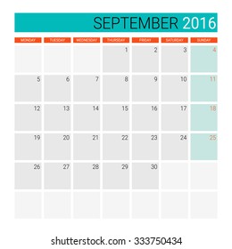 September 2016 calendar (or desk planner)