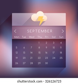 September: 2016 UI Calendar In Modern Style : Vector Illustration