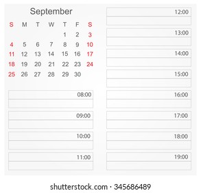 September 2016.Calendar planner 2016.Calendar vector template.