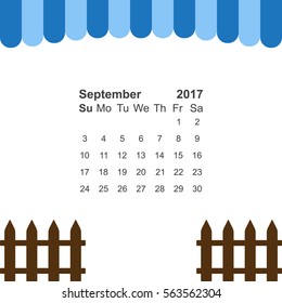 September 2017 Calendar Icon Vector flat design style