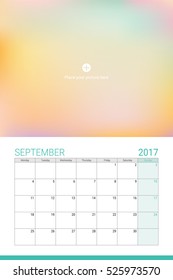 September 2017 calendar with space for your picture