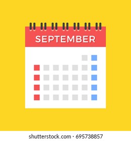 September 2017 calendar. US version. Calendar icon. Vector icon