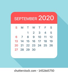 September 2020 Calendar Leaf - Illustration. Vector graphic page