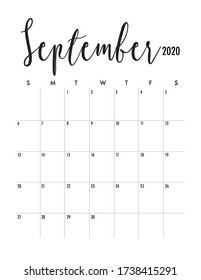 SEPTEMBER 2020 pregnancy baby announcement calendar start sunday