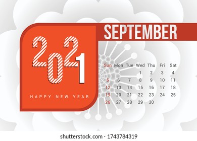 September 2021 Calendar Template Design with white Background. Week starts on Sunday. Calendar 2021 template Design Vector.