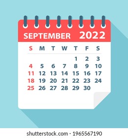 September 2022 Calendar Leaf - Vector Illustration
