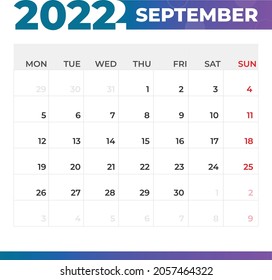 September 2022 calendar template design