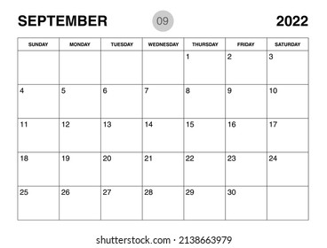 September 2022 year planner template, calendar 2022 template, monthly and yearly planners. organizer diary. week start Sunday, corporate planner template, Desk calendar 2022 year, Vector illustration