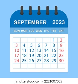 September 2023 calendar in flat style