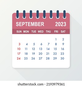 September 2023 Calendar Leaf. Calendar 2023 in flat style. Vector illustration.