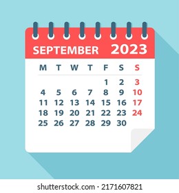 September 2023 Calendar Leaf - Illustration. Vector graphic page