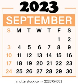 September 2023 Calendar template illustration