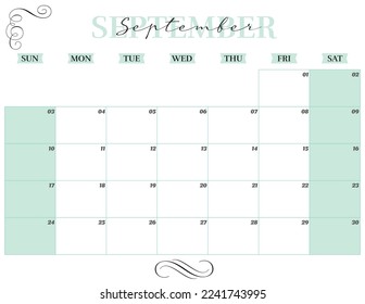 september 2023 elegant monthly printable planner